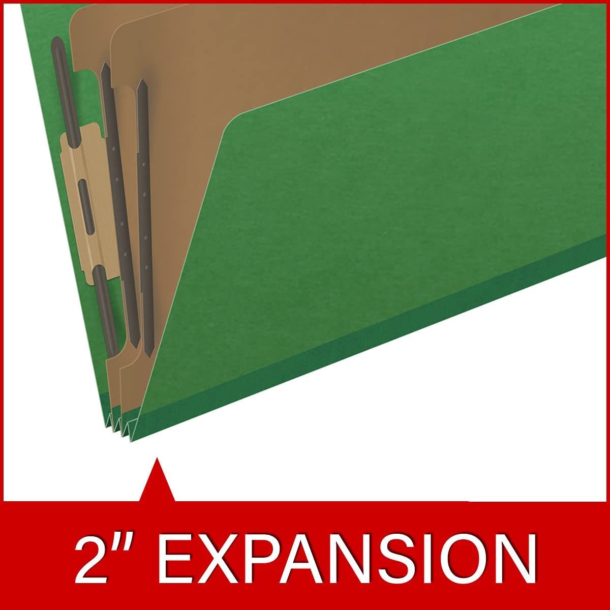 25-Point Pressboard Classification Folders with Full Cut End Tab - Legal Size, 2 Dividers, Moss Green (Box of 10) - Perfect for Office Organization, Document Filing & Legal Paperwork