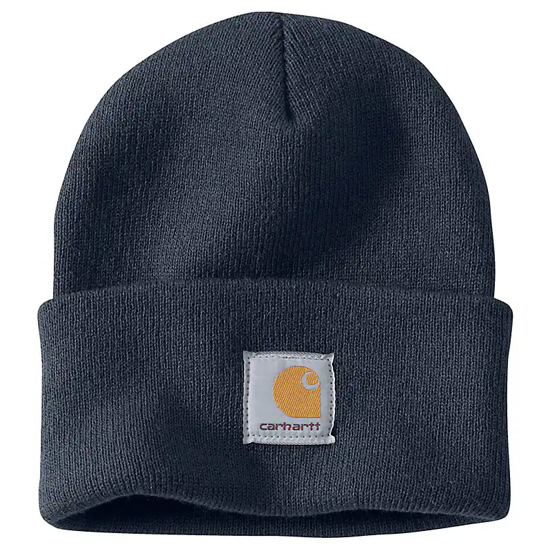 Carhartt Knit Cuffed Beanie for Men & Women - Warm Navy Winter Hat for Outdoor Activities, Work & Casual Wear