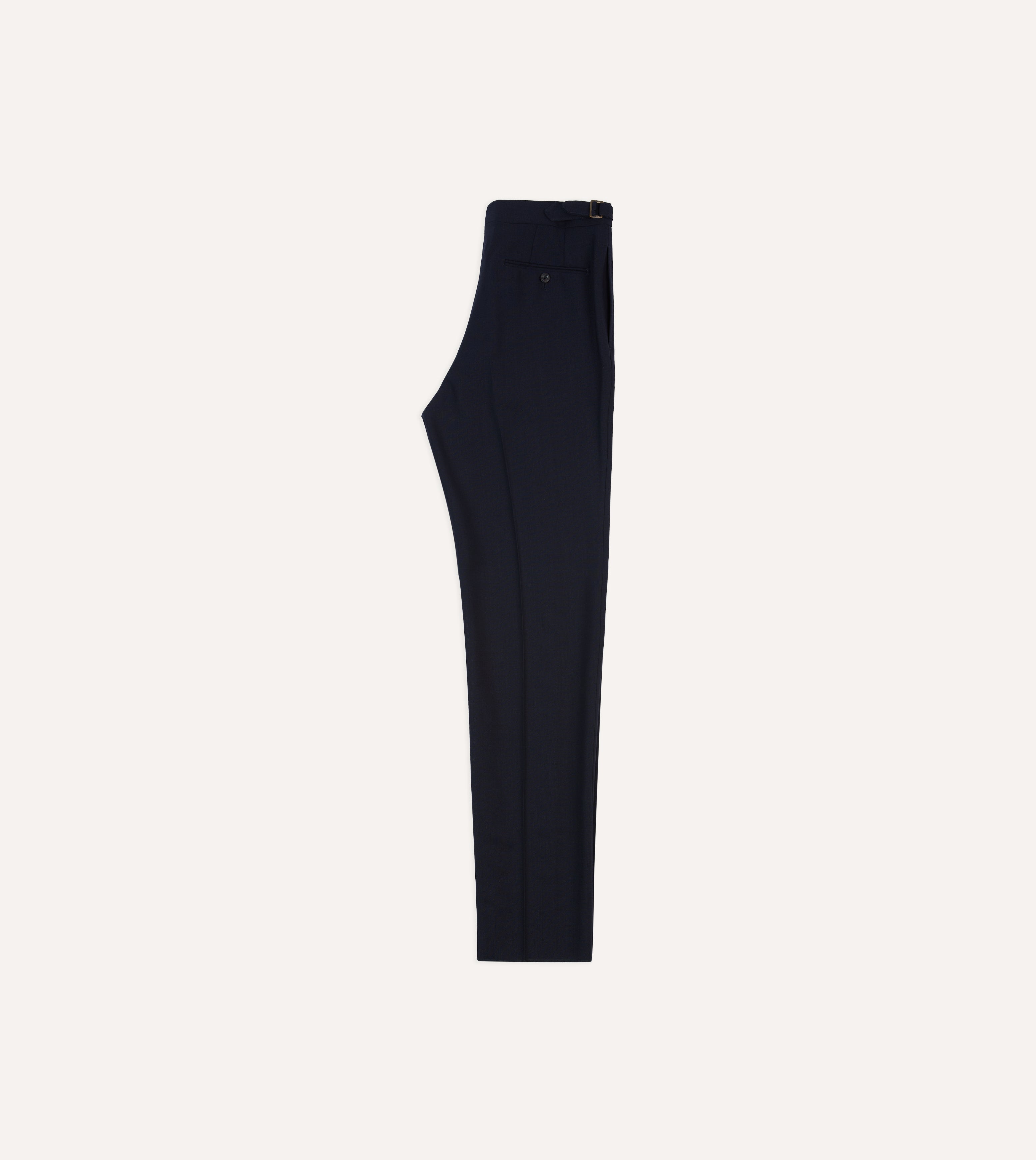 Premium Navy Blue Tropical Wool Single Pleat Dress Pants for Men - Business Casual & Office Wear - Comfortable & Breathable for Warm Weather