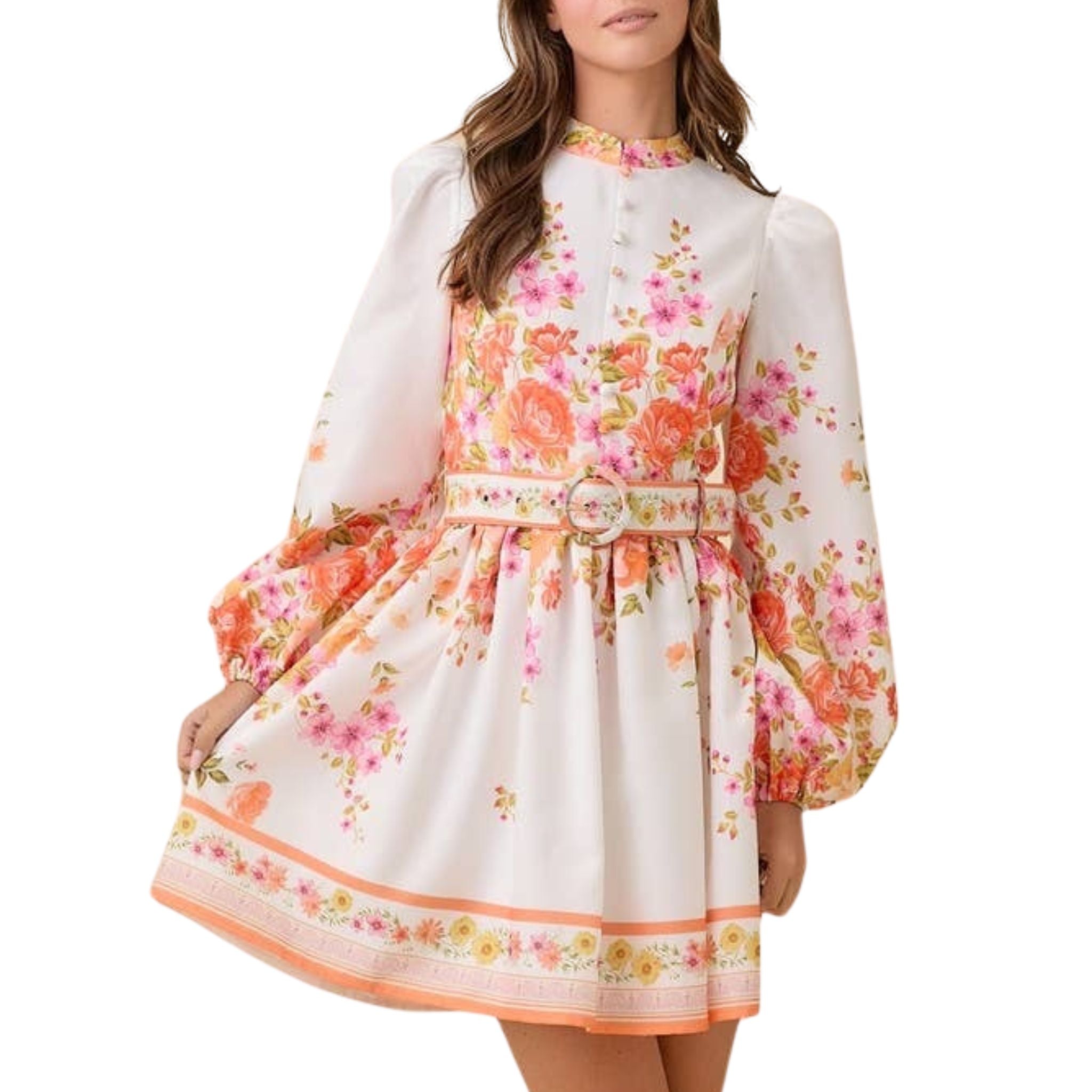 Floral Print Mock Neck Mini Dress - Elegant & Stylish for Casual Outings, Parties & Date Nights
