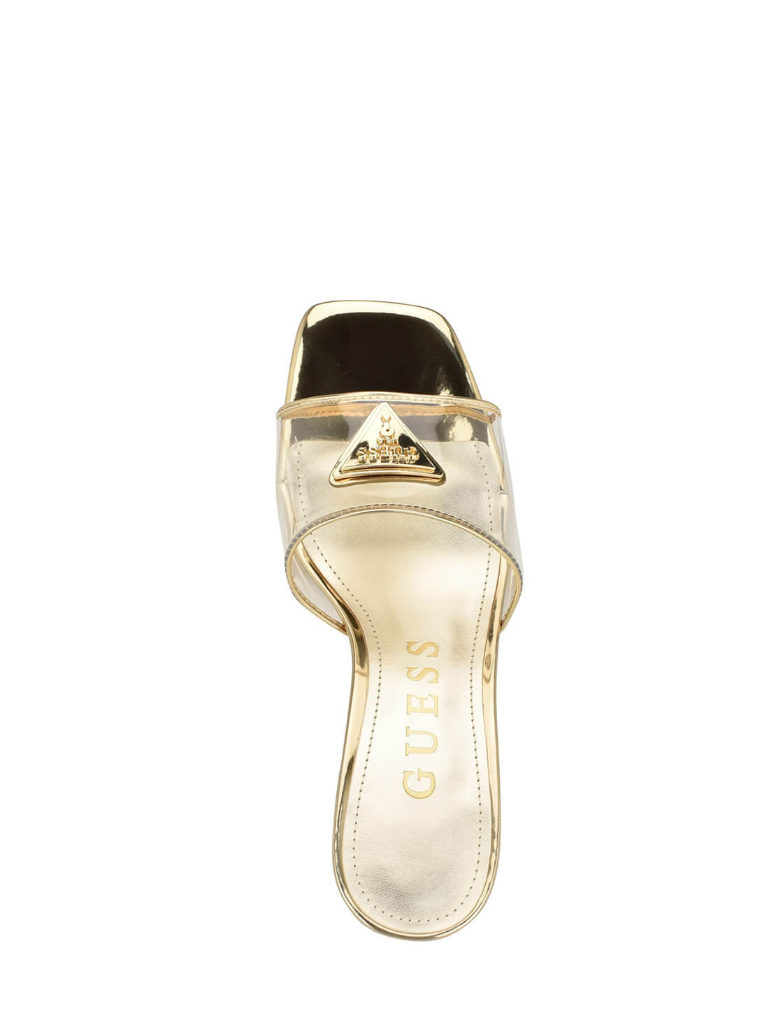 Gold Lusie Clear Kitten Heels - Women's Transparent Chunky Heel Sandals for Party, Wedding & Summer Outfits