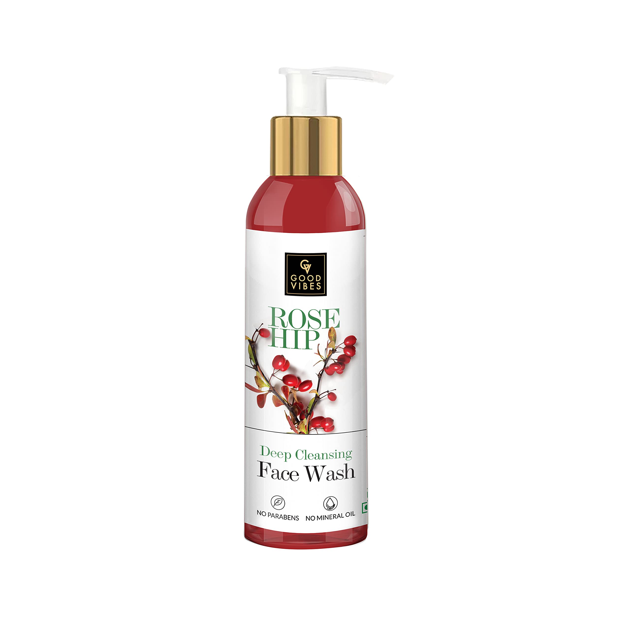 Good Vibes Rosehip Deep Cleansing Face Wash 120ml - Natural Oil Control & Acne Treatment, Hydrating & Softening Formula for All Skin Types, Paraben & Mineral Oil Free - Perfect for Daily Skincare & Acne-Prone Skin