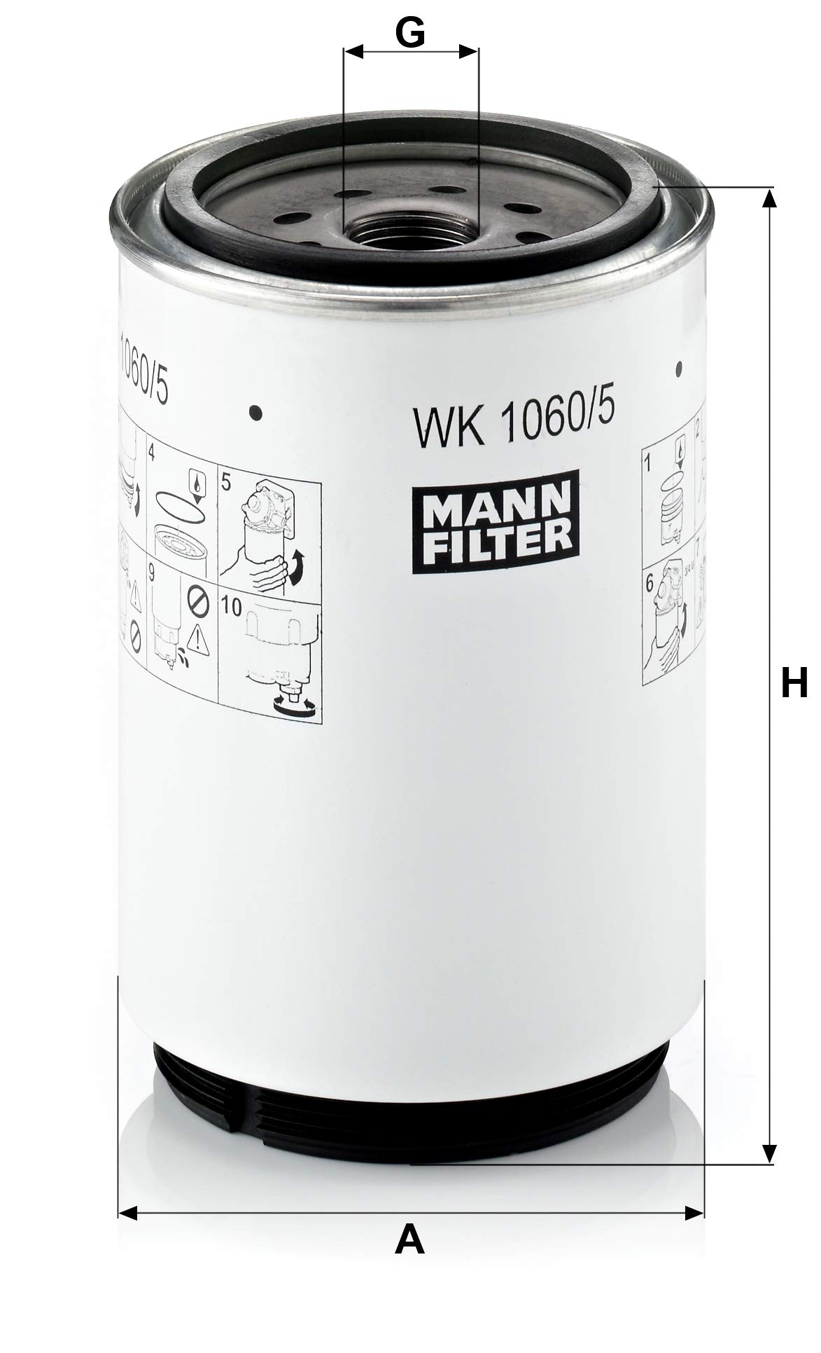 Mann Filter WK1060/5X Spin-On Fuel Filter Replacement for Diesel Engines - Compatible with Various Truck & Heavy Equipment Models - Perfect for Fleet Maintenance & Off-Road Vehicles