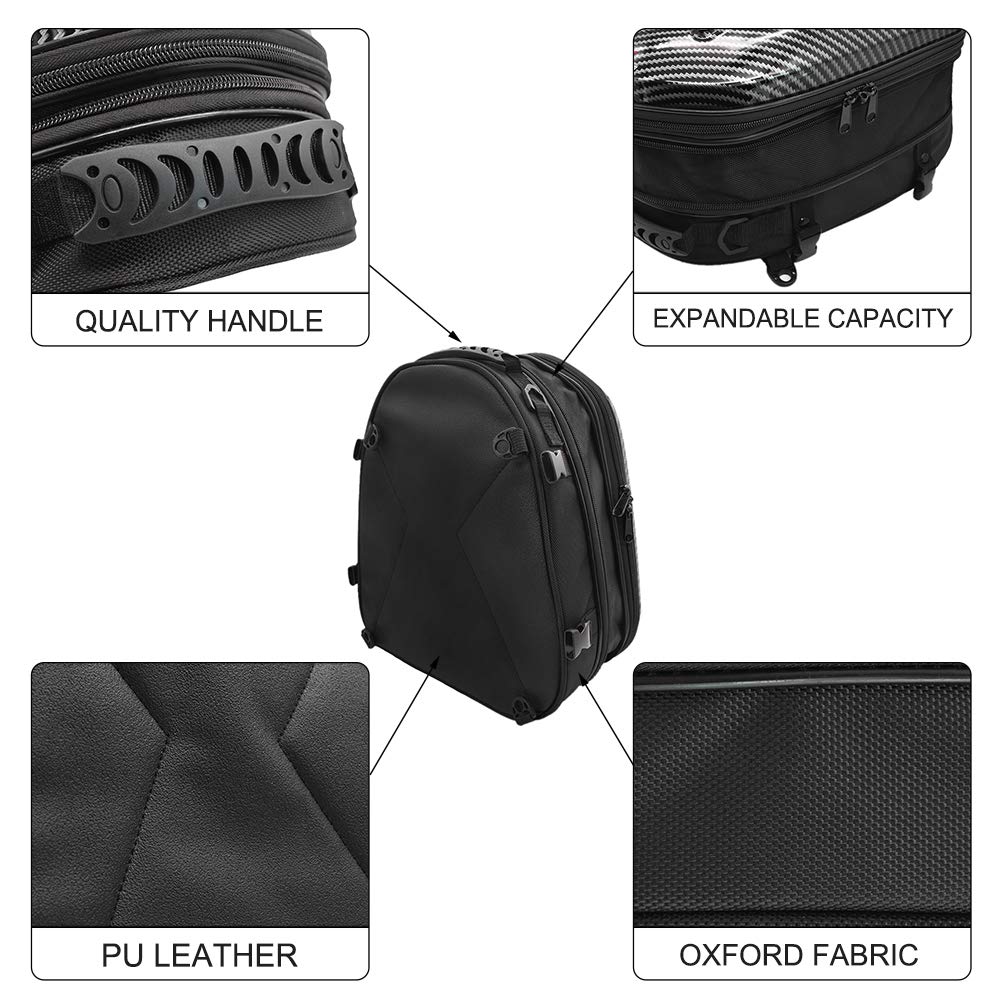 WOSAWE Waterproof Hard Shell Motorcycle Tail Bag - Durable Rear Rack Seat Luggage for Work Commutes & Adventure Riding | Perfect for Daily Use & Long Distance Travel