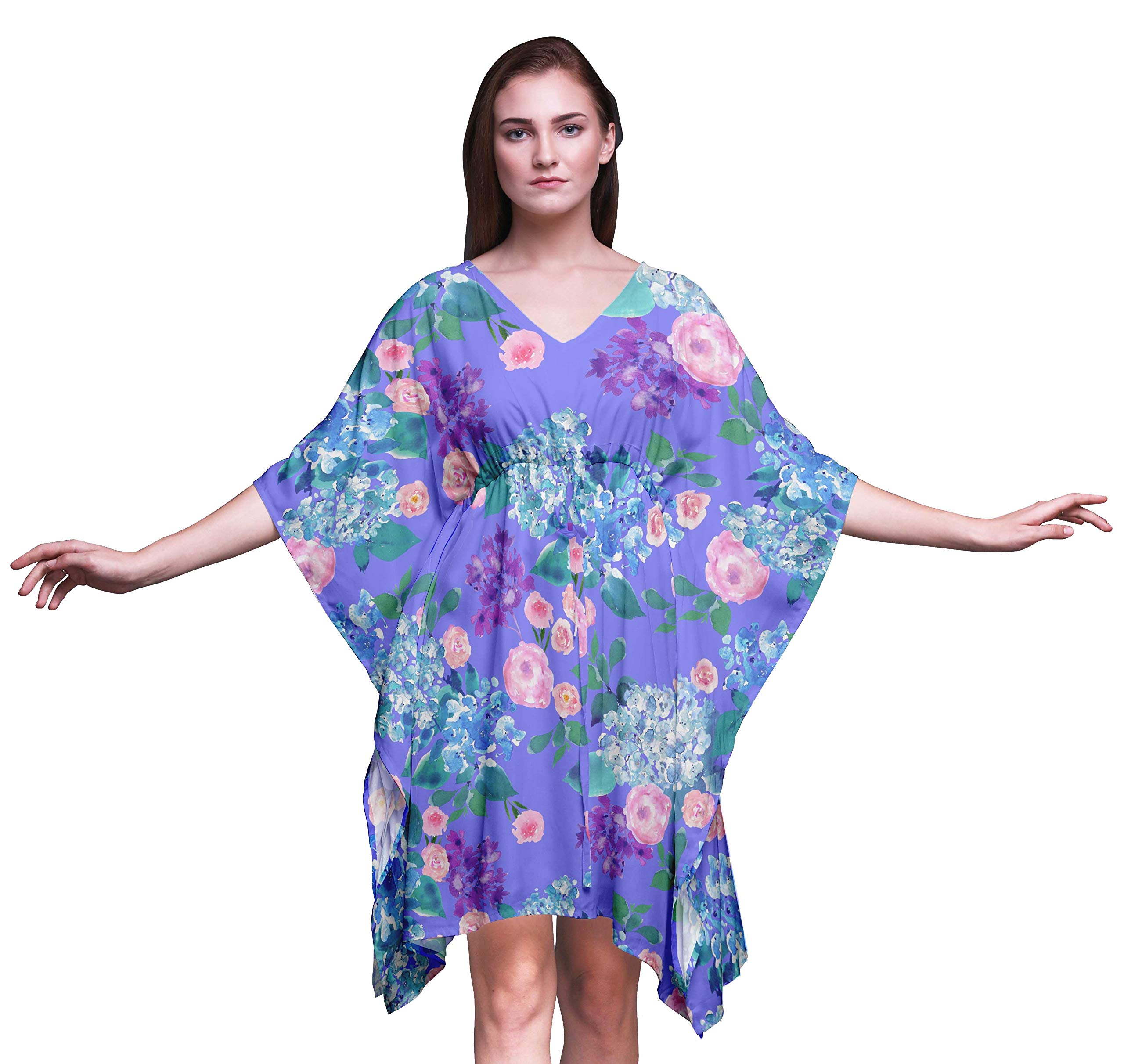 Bimba Women's Short Caftan Midi Dress - Beach Cover Up, Swimwear Wrap, Boho Summer Dress for Pool, Vacation & Resort Wear