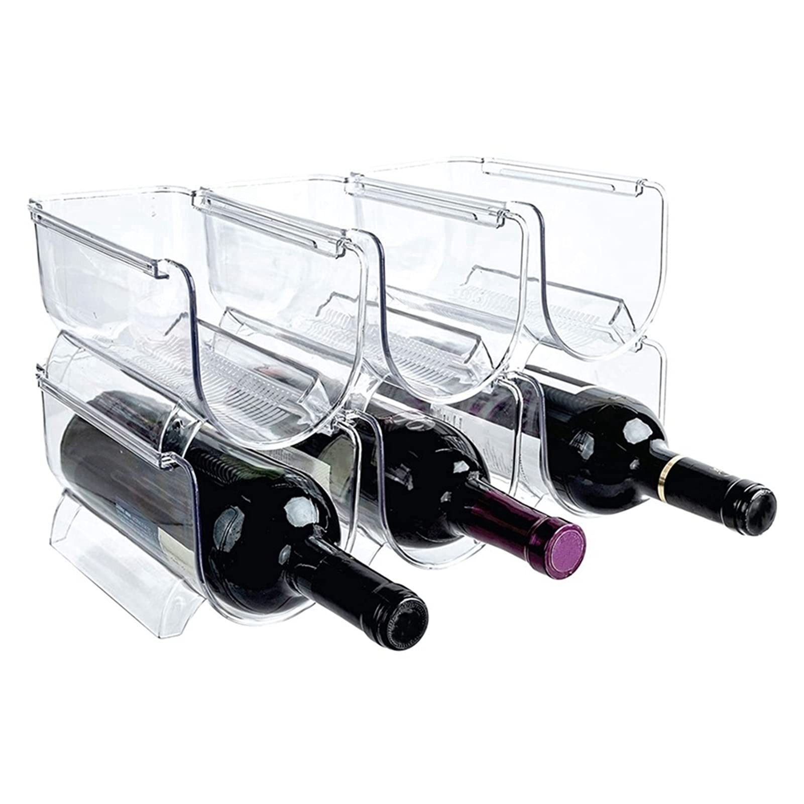 Stackable Wine Rack Organizer - 6 Bottle Countertop Wine Holder for Kitchen, Pantry, Fridge & Bar Storage | Perfect for Home Entertaining & Wine Display