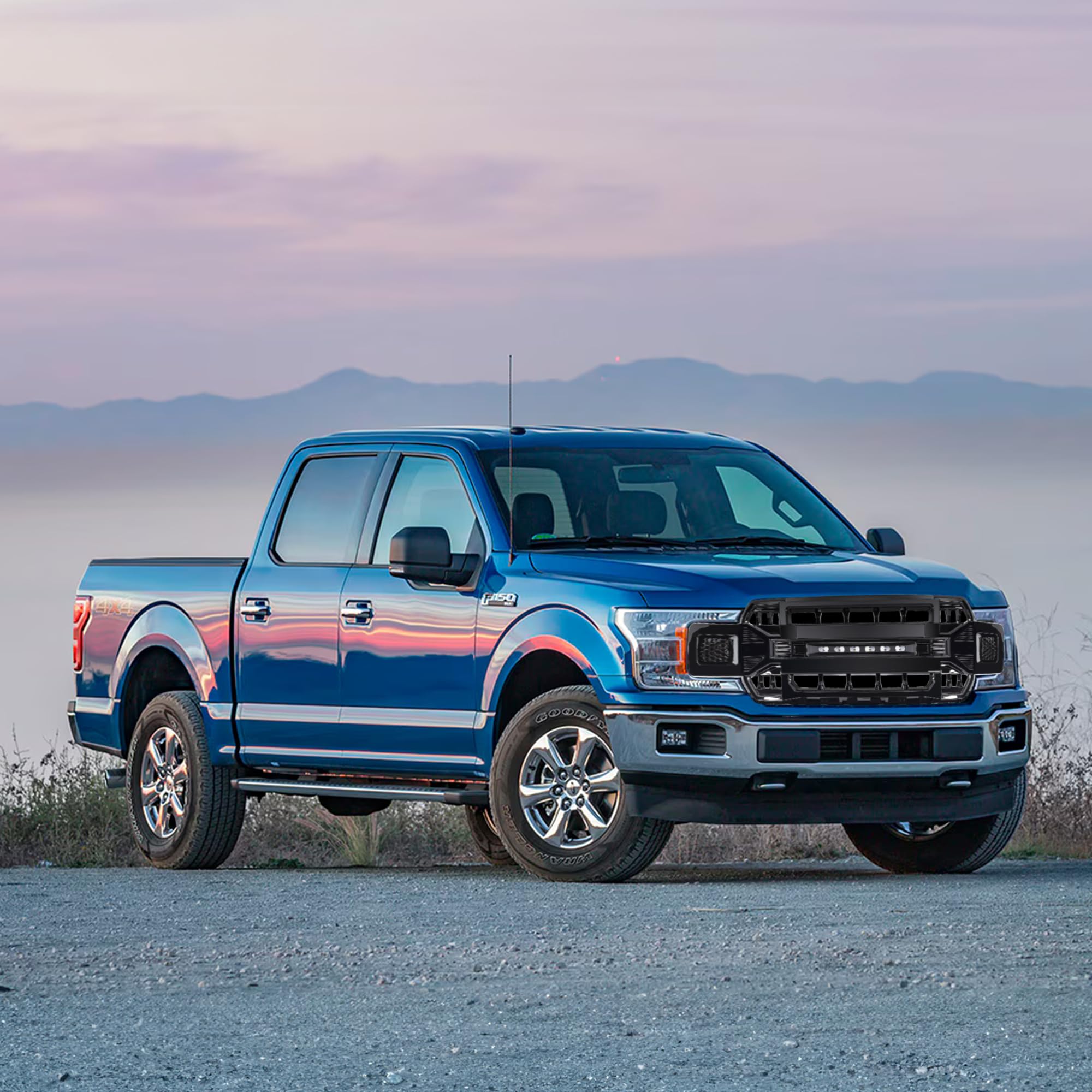 2018-2020 Ford F150 Direct Fit Replacement Front Grille with Off-Road Lights | Glossy Black Armor Grille | Perfect for Off-Roading & Truck Customization