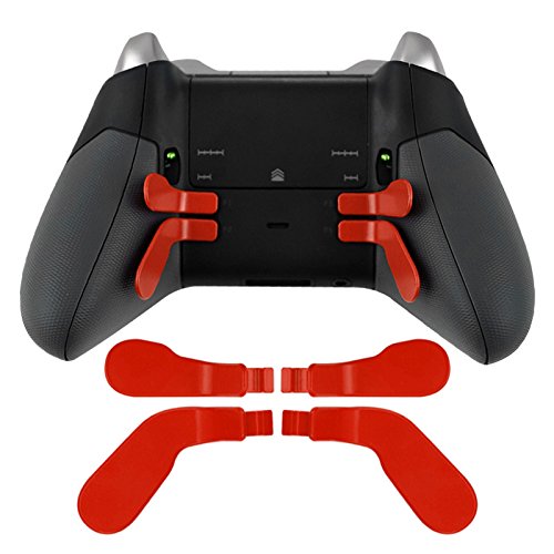 4-Piece Metal Stainless Steel Paddles with Hair Trigger Locks - Replacement Parts for Xbox One Elite Series 2 Controller (Red) - Perfect for Competitive Gaming & Enhanced Performance
