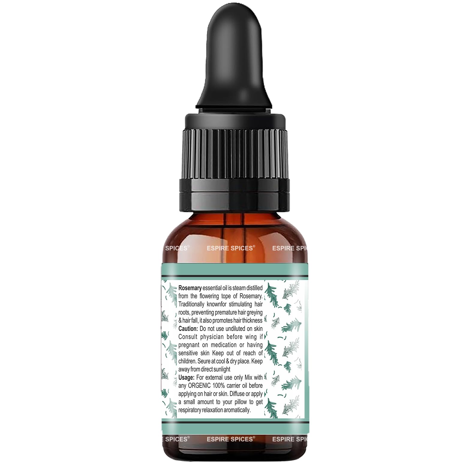 100% Pure Organic Rosemary Essential Oil for Hair Growth & Skin Care | Natural Hair Fall Control & Nourishment | 15ml | Perfect for Aromatherapy, DIY Beauty & Scalp Massage