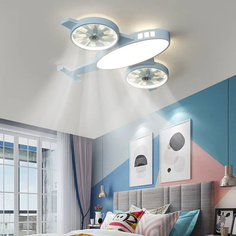 Stylish Mounted Airplane Ceiling Light & Fan for Kids Room Decor - Perfect for Nursery, Bedroom, and Playroom