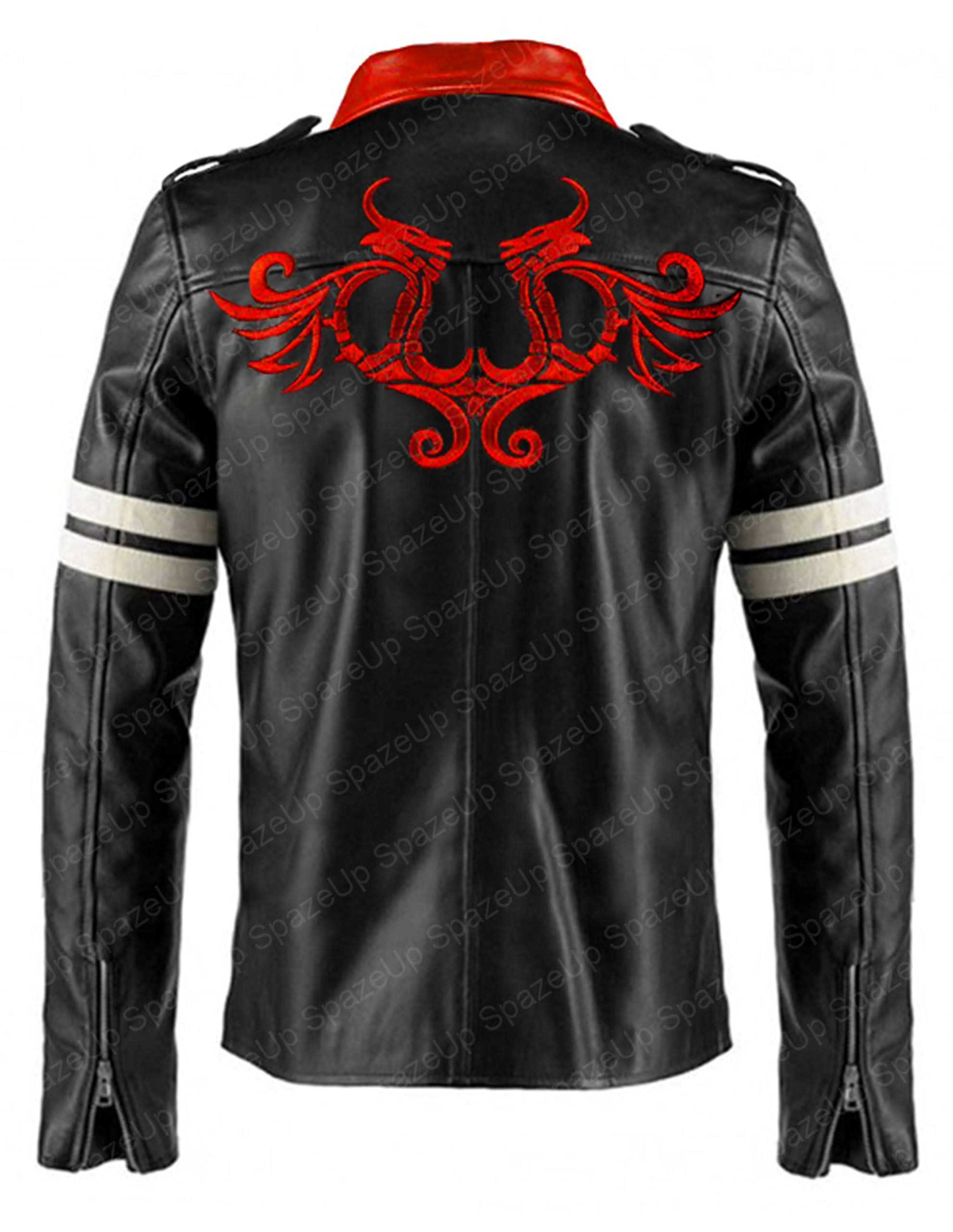 SpazeUp Men's Black Leather Jacket with Dragon Patch - Alex Mercer Style Gaming Jacket for Halloween & Cosplay | Perfect for Costume Parties, Comic Con & Streetwear Fashion
