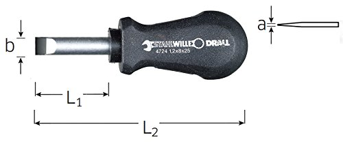 Stahlwille 47241060 Carburetor Screwdriver DRALL - Short Slotted Screwdriver 1.0mm x 5.5mm Blade, 25mm Length, Chrome Alloy Steel with Chrome Plated Finish - Perfect for Automotive Carburetor Repair and Precision Mechanical Work