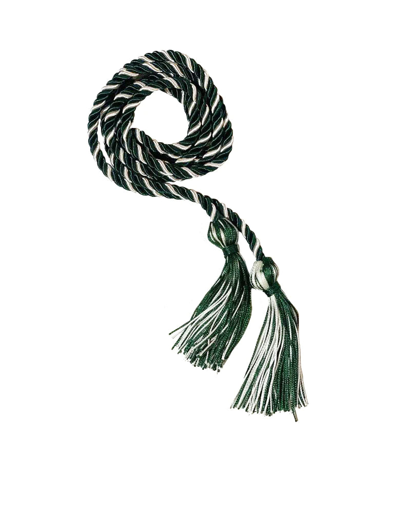 Hunter Green and White Graduation Honor Cord - Academic Achievement Stole for High School & College Ceremonies - Perfect for Graduation Day & Commencement Photos