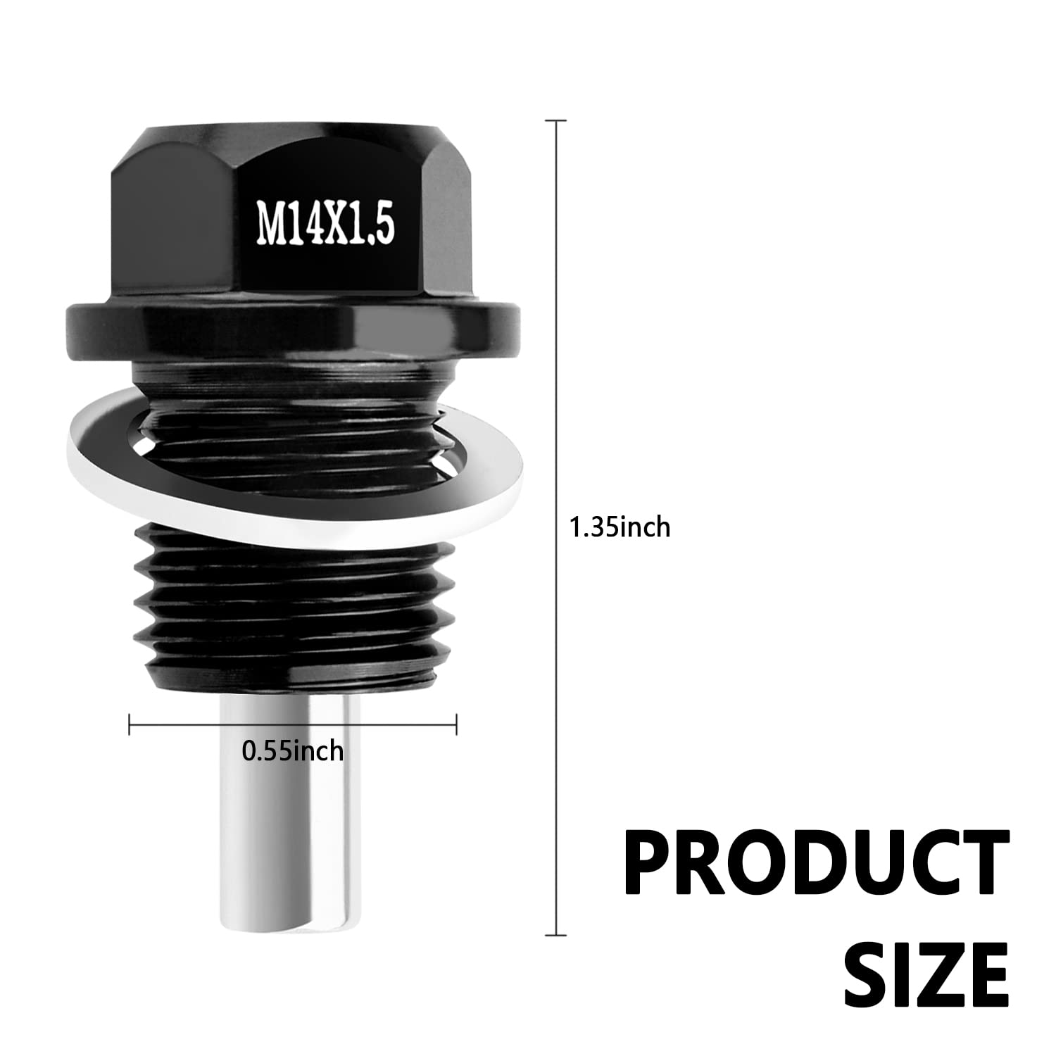 M14 x1.5 Magnetic Oil Drain Plug Kit with Gaskets - Compatible with Honda Civic, Accord, Clarity, City & Acura CL, CSX - Black Engine Oil Drain Plug Accessory - Perfect for Oil Changes & Engine Maintenance