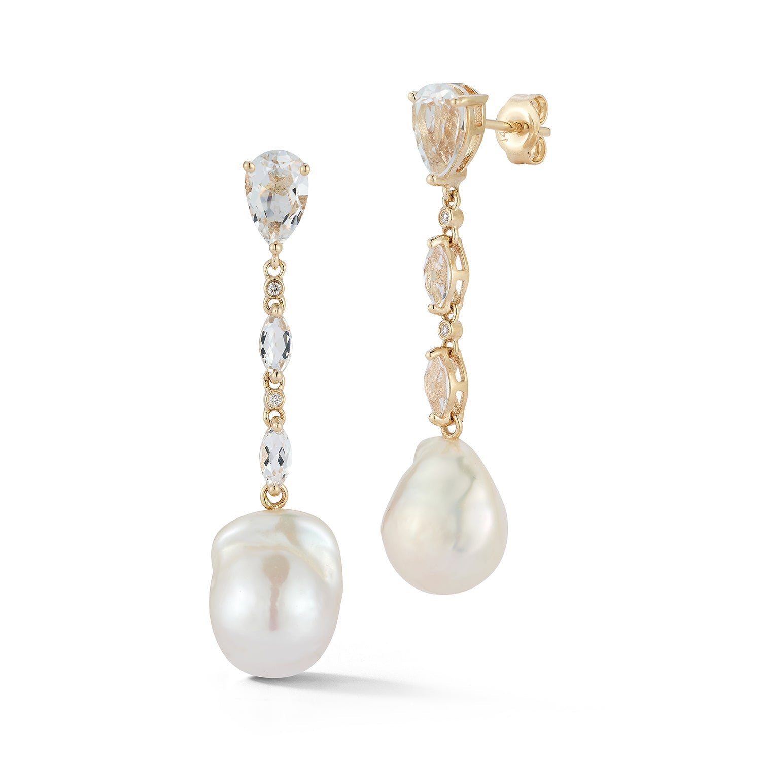 14K Gold Baroque Pearl Dusters - Elegant Pearl Hair Accessories for Weddings, Prom & Special Occasions