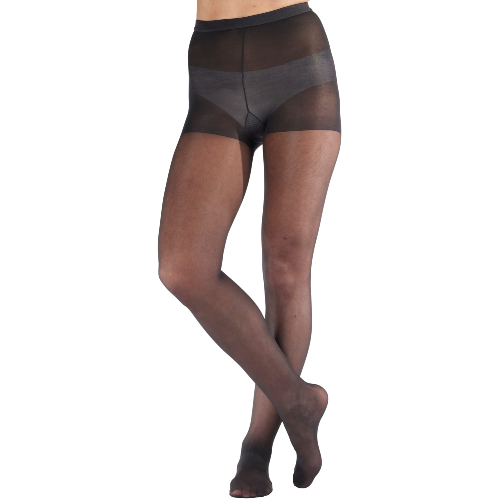 Absolute Support Women's 8-15 mmHg Compression Tights - High Waist Sheer Dress Pantyhose for Blood Circulation - Black Medium for Work & Travel