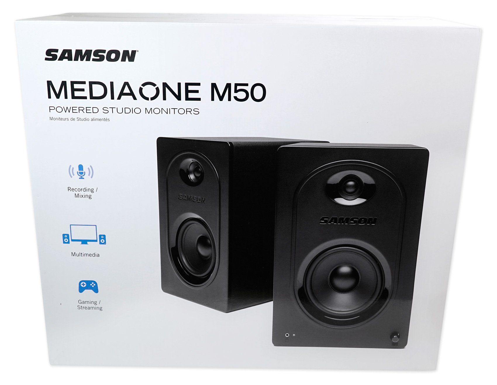 Samson M50 5-Inch Powered Studio Monitor Speakers - Professional Studio Reference Monitors for Music Production, Podcasting & Home Recording - Perfect for Home Studios, Podcast Setups & Computer Audio