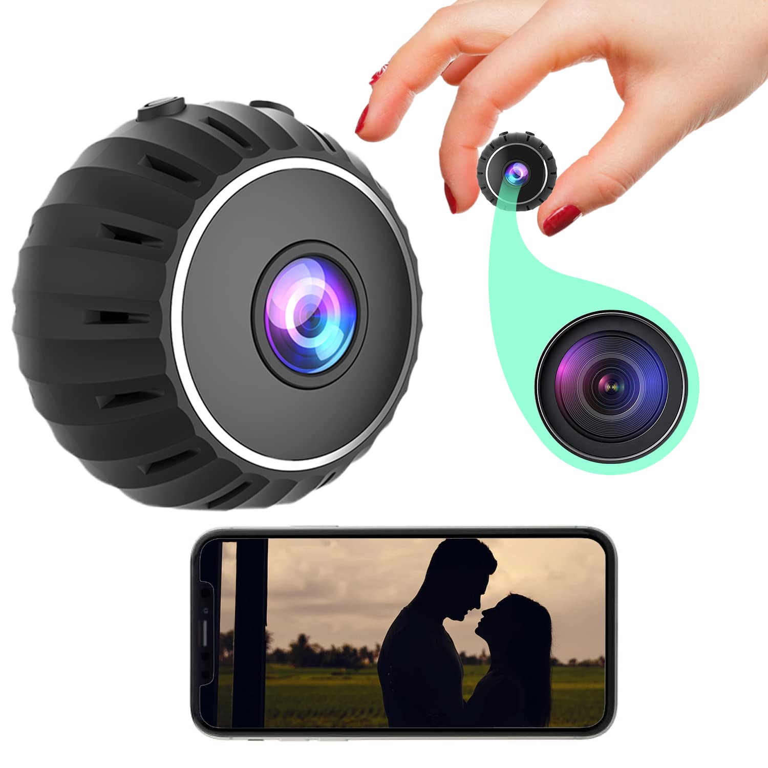 Mini WiFi Security Camera 1080p HD - Wireless Dome Camera with Night Vision for Home Monitoring System | Indoor/Outdoor Use for Baby, Pet & Property Surveillance