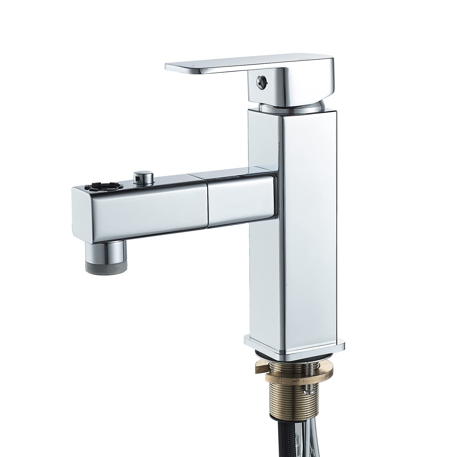 GLVSZ Pull-Out Sprayer Bathroom Faucet - Single Hole Rotating Sink Mixer Tap with Adjustable Spray Head (Silver) - Perfect for Modern Bathroom & Kitchen Sink Upgrades