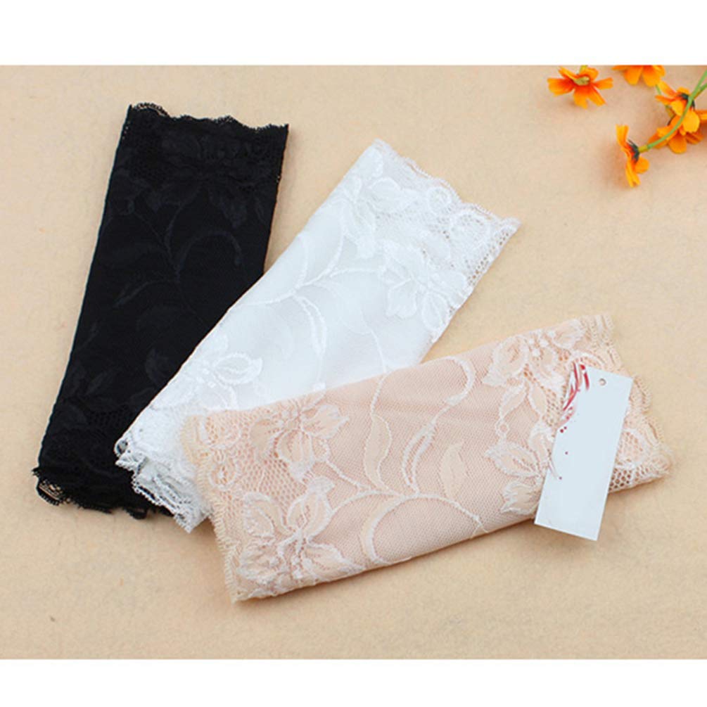 PRETYZOOM 3-Pack Women's Floral Lace Tube Top Bralette - Seamless Stretchy Strapless Bandeau Bra in White, Black & Nude (Size L) - Perfect for Summer Outfits, Beach Wear & Layering Under Sheer Tops