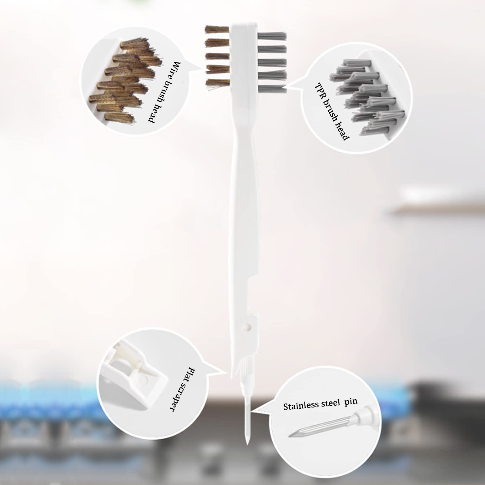 BetterJonny 3-Piece Kitchen Cleaning Scrub Brush Set - Heavy Duty Brass Wire Rust Cleaner Brushes & Cooktop Scraper for Pots, Pans, Tiles, Stove Tops - Ideal for Deep Cleaning Kitchen, BBQ Grills, and Household Surfaces