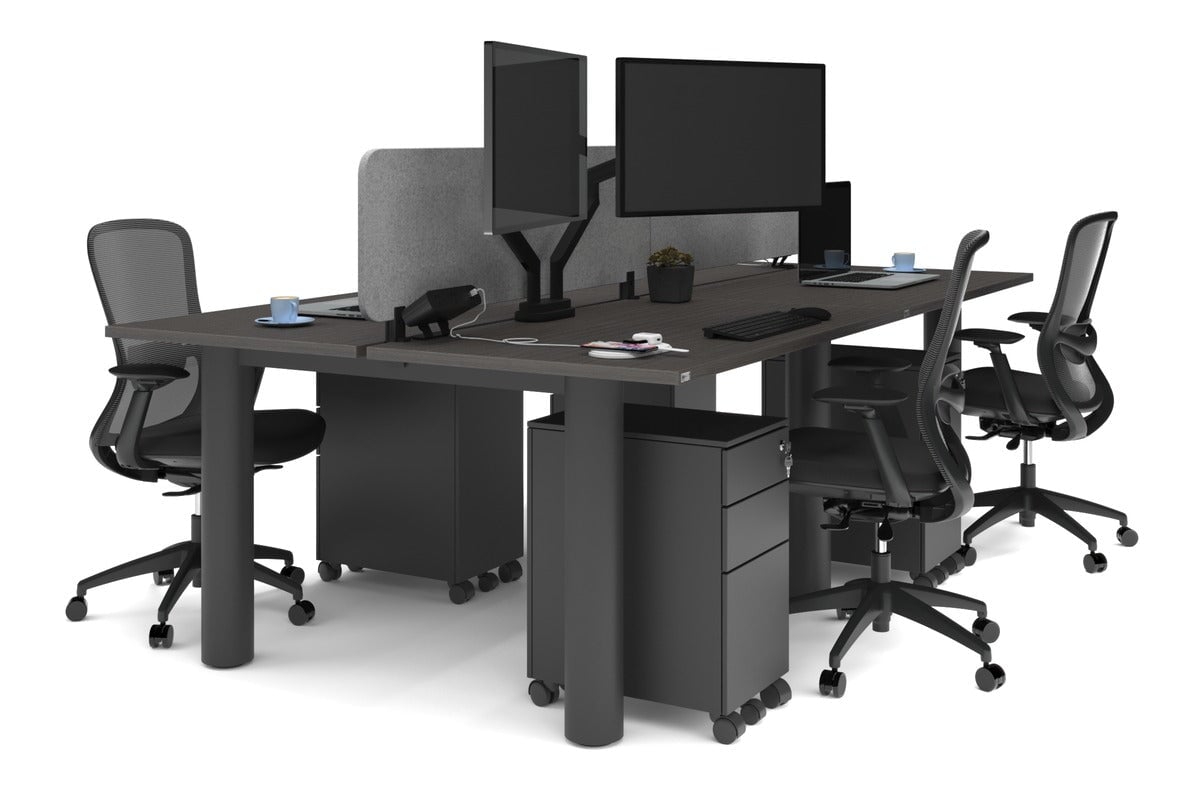 Quadro Cylinder Leg 4-Person Office Workstation Desk [1200L x 700W] - Modern Collaborative Workspace Solution for Team Projects & Office Meetings