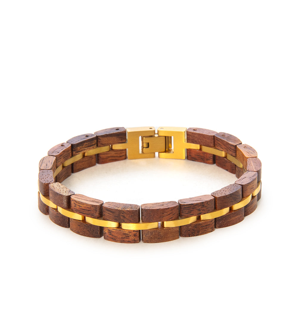 Handmade Koa Wood Bracelet - Narrow Gold Plated Hawaiian Jewelry for Men & Women | Perfect for Beach Weddings, Anniversary Gifts & Boho Fashion