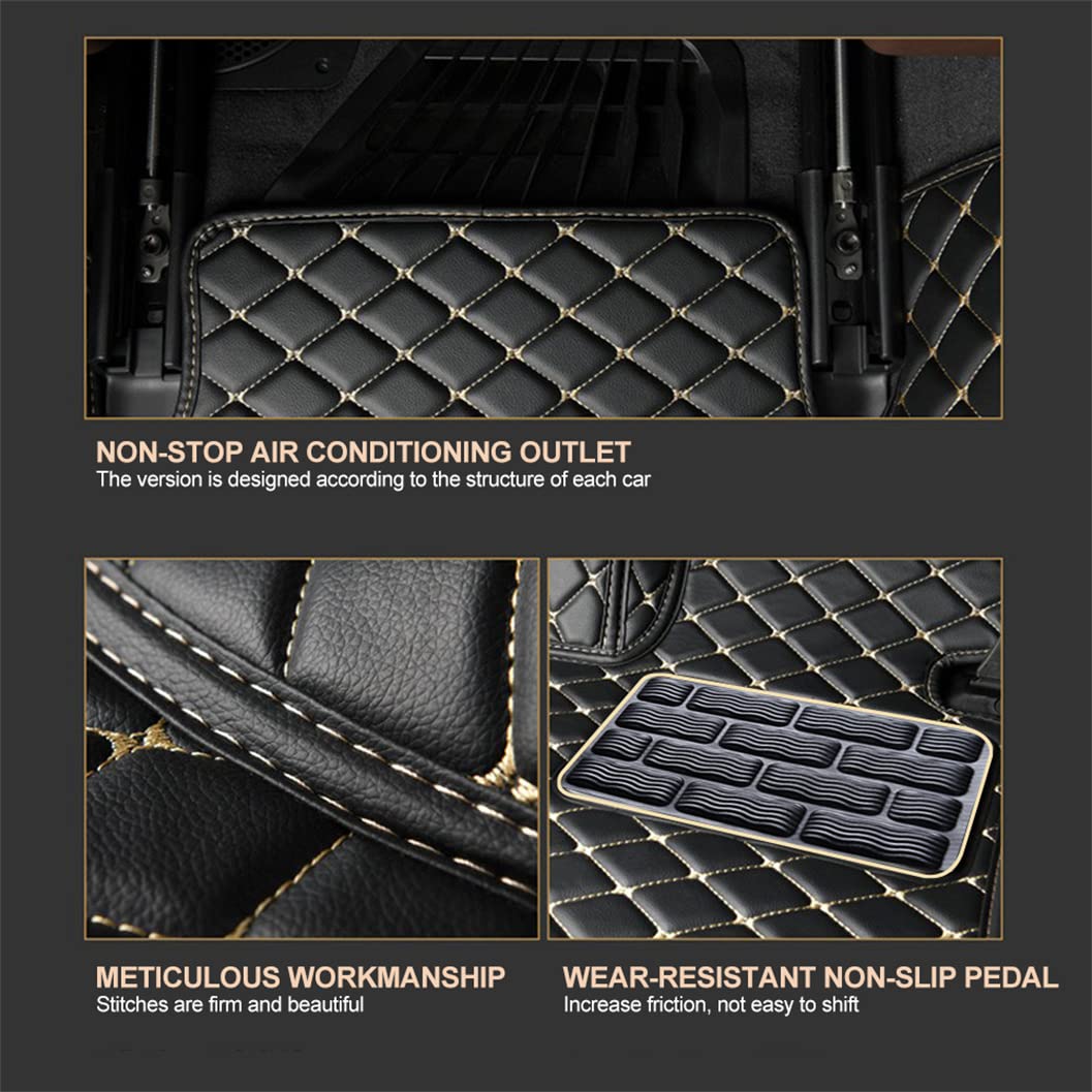 Premium Custom Car Floor Mats for Toyota CHR 2016-2019 - Luxury Leather, Waterproof & Anti-Slip Full Coverage Front & Rear Set (Black/Beige) | Perfect for All-Weather Protection & Interior Style Enhancement