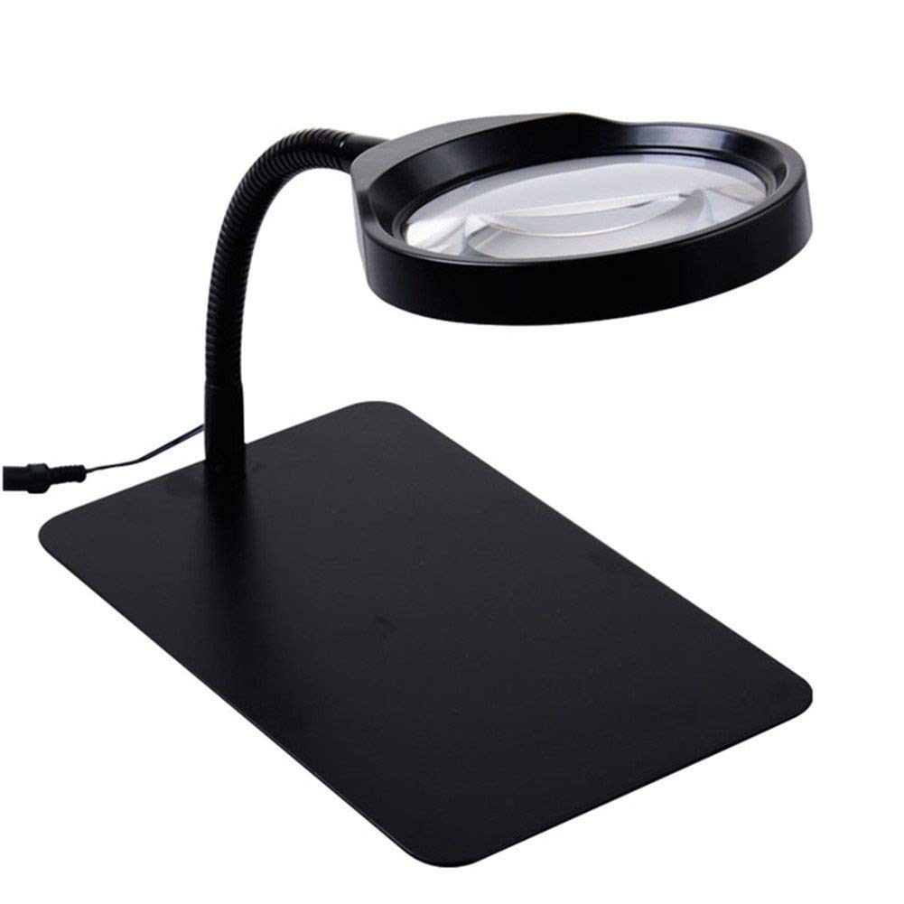 AWJ Magnifying Glass Lamp with Stand - Bright LED Light for Reading, Sewing, Crafts & Hobbies - Perfect Desk Lamp for Elderly, Jewelry Making & Close Work Tasks
