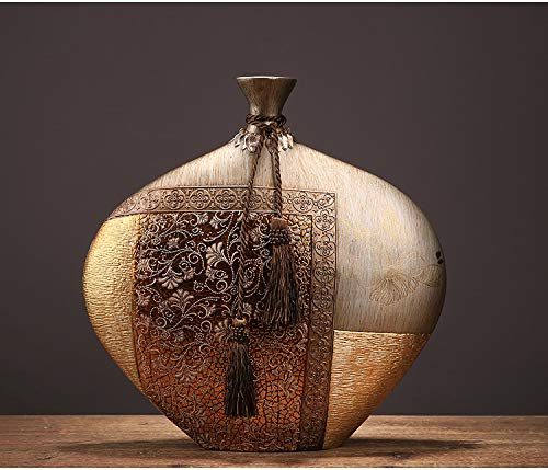 Ceramic Resin Vase Set of 2 - Modern Decorative Vase for Home, Living Room, TV Cabinet & Porch - 47x20x10cm & 35x35x5cm - Perfect for Dried Flowers, Artificial Flowers & Tabletop Decor | Elegant Home & Office Decoration