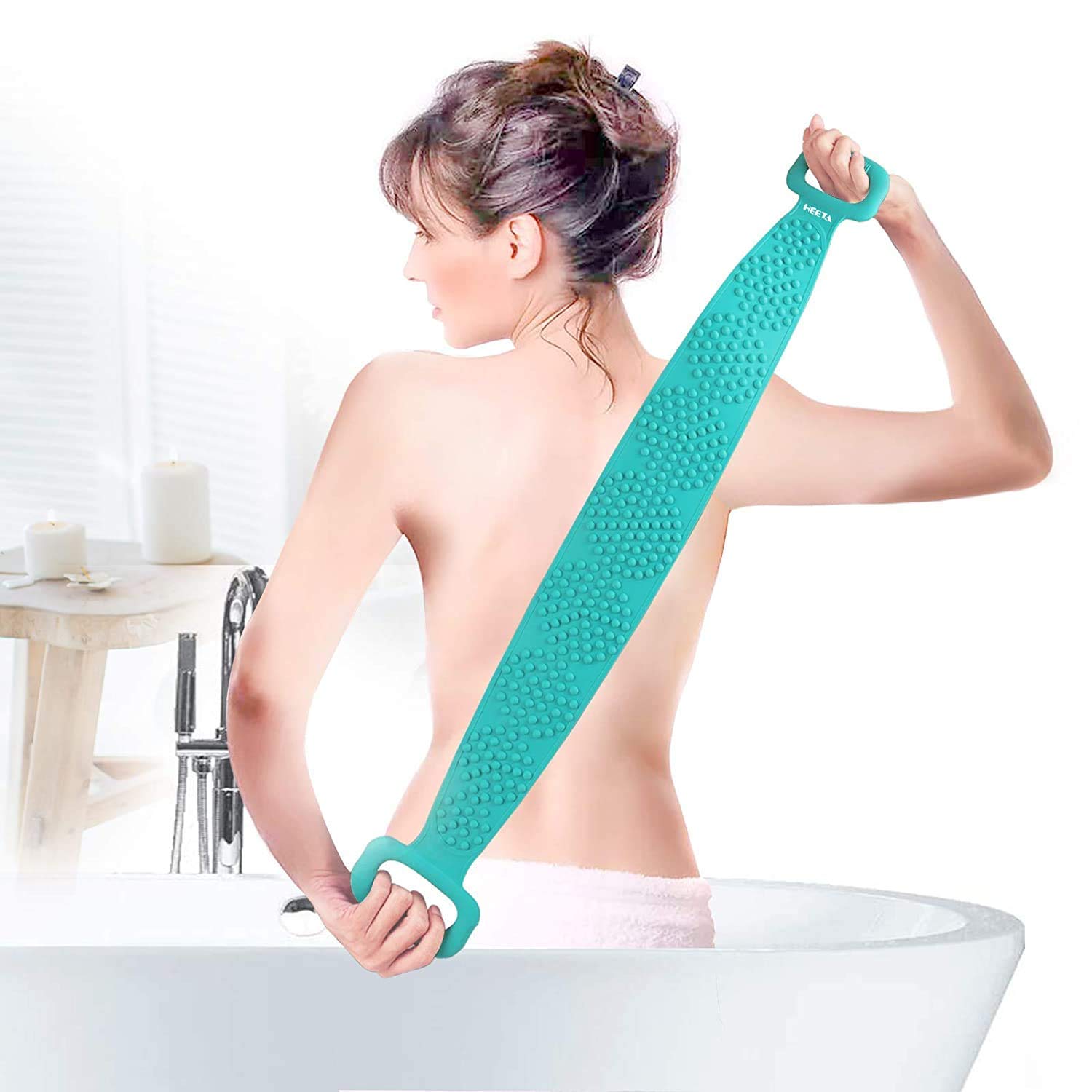 Exfoliating Silicone Back Scrubber with Handle - Gentle Body Brush for Sensitive Skin | Long-Lasting Bath & Shower Scrub Belt | Perfect for Exfoliation, Cleansing & Massage in Bathroom or Spa