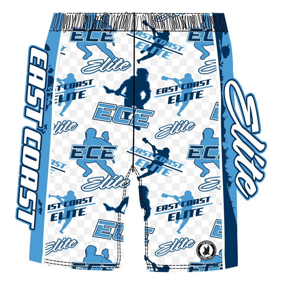 East Coast Elite Boys & Men's Lacrosse White Shorts - Lightweight & Breathable for Training, Games & Sports Practice