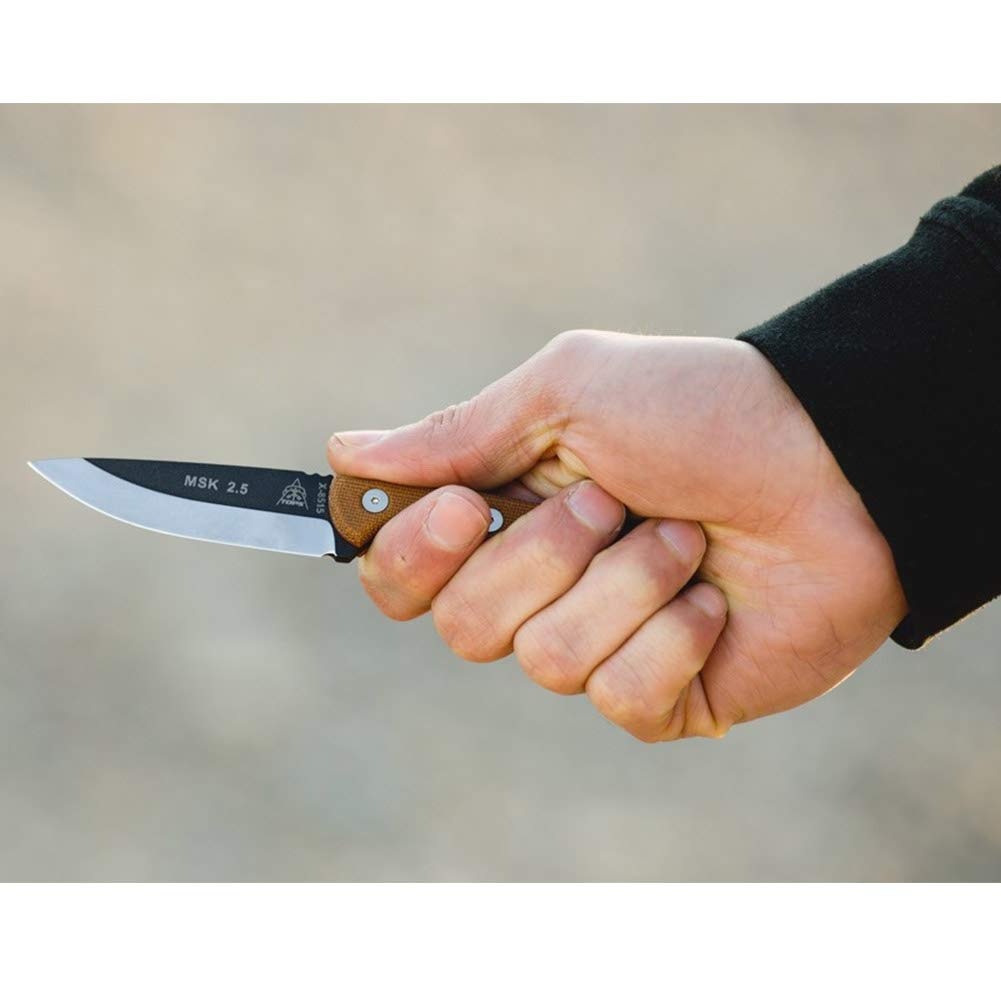 TOPS Knives Mini Scandi 3 Inch Drop Point Fixed Blade Knife - MSK-2.5 | Compact Outdoor Survival Knife for Camping, Hunting, and Bushcraft | Durable Carbon Steel Blade with Ergonomic Handle