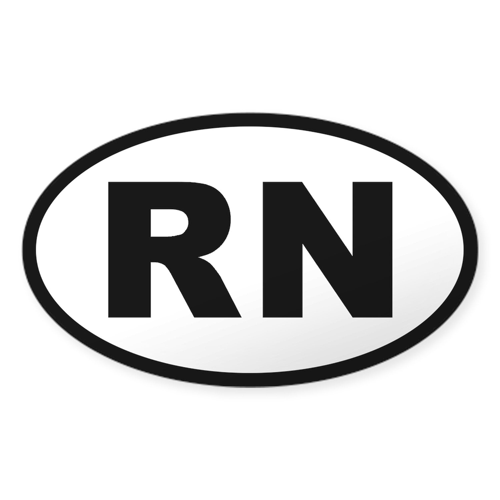 RN Oval Car Bumper Sticker - Durable Decal for Vehicles & Laptops
