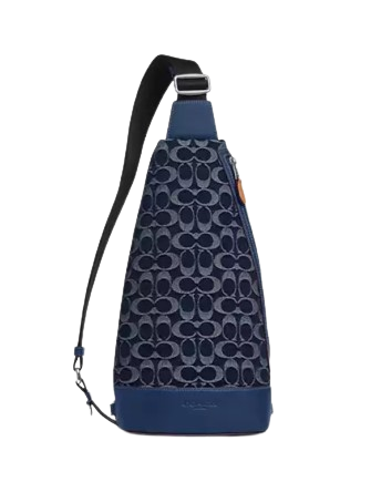 Coach Dominic Sling Pack Crossbody Bag in Signature Denim - Stylish & Functional for Work, Travel & Everyday Use