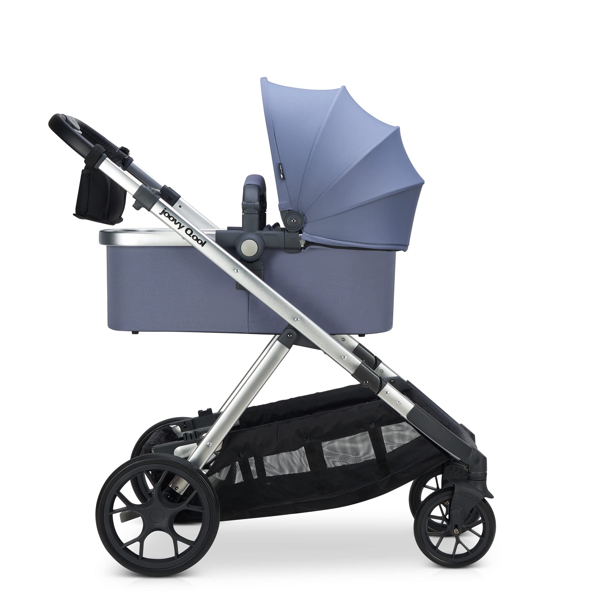 Joovy Portable Stroller Bassinet with Zip Closure & UPF 50 Sun Canopy - Compatible with Joovy Qool & Caboose RS Strollers (Adapters Sold Separately), Slate - Perfect for Newborns, Travel & Outdoor Walks