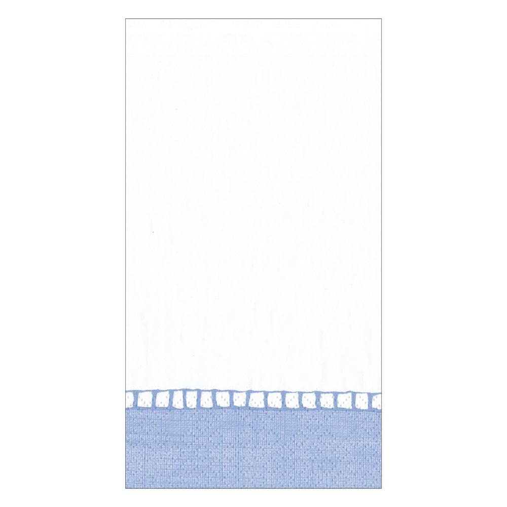 Premium Caspari Linen Border Paper Guest Towels & Napkins - Light Blue, 4 Packs of 15 | Elegant Bathroom & Dinner Party Essentials for Weddings, Bridal Showers & Upscale Events