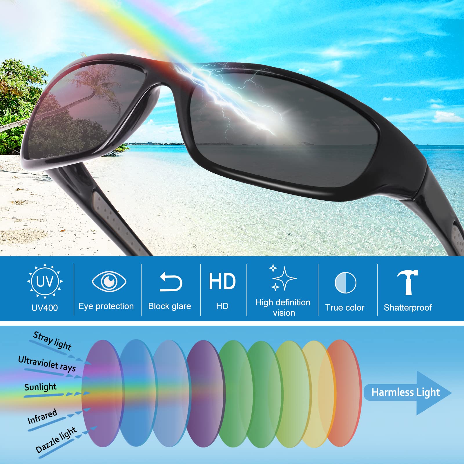 DUDUMA Sports Polarized Sunglasses for Men & Women - UV400 Protection, Lightweight TR8116 Frame for Baseball, Cycling, Golf, Fishing - Perfect for Outdoor Sports & Driving