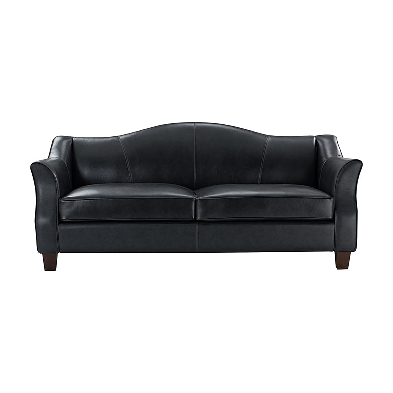 Hugo Traditional Style Curved Genuine Leather Sofa - Elegant Living Room Furniture for Home, Office & Lounge Decor