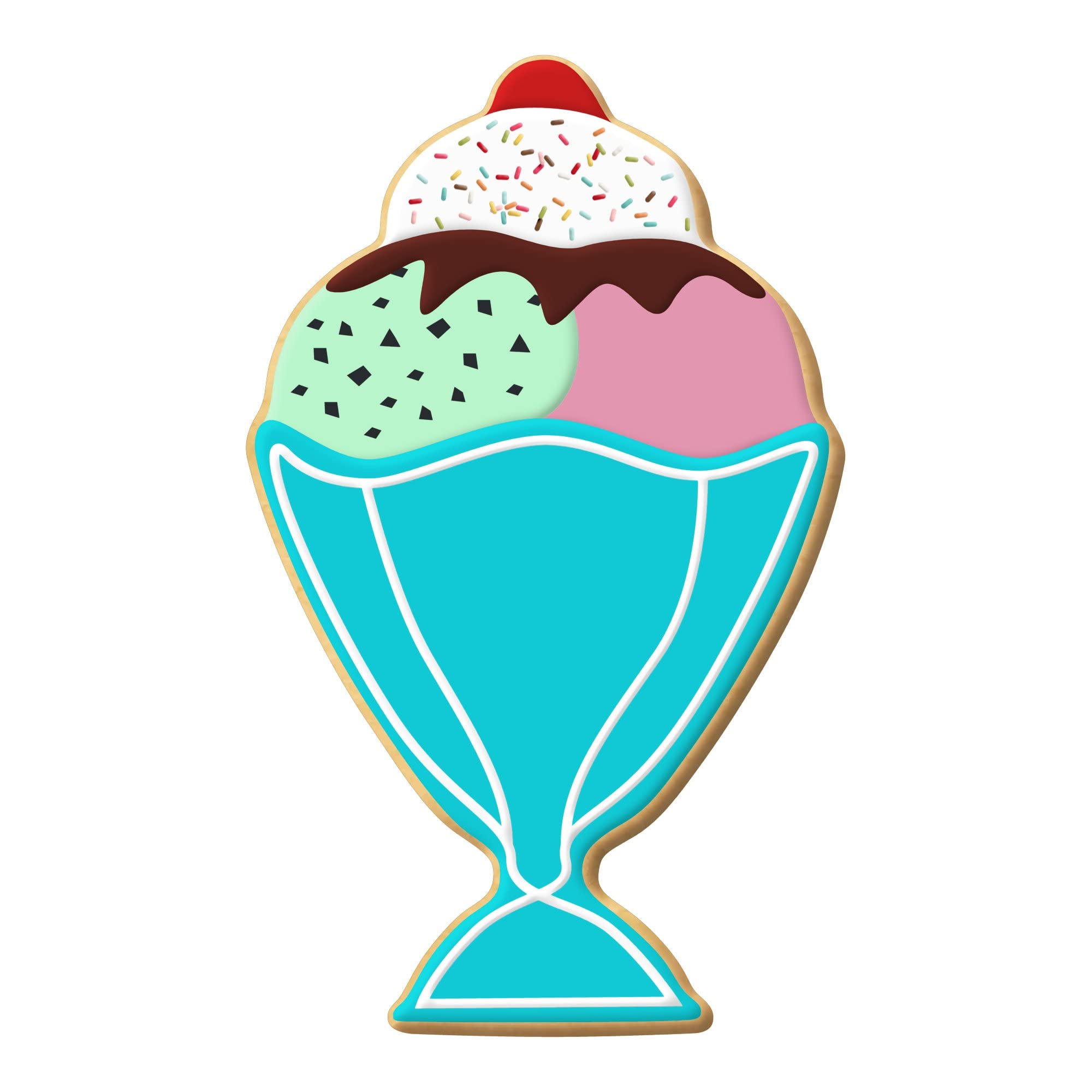 5 Inch Ice Cream Sundae Cookie Cutter - Premium Tin Plated Steel Cookie Mold | Made in USA by Foose | Perfect for Baking, Party Treats & DIY Dessert Decorations