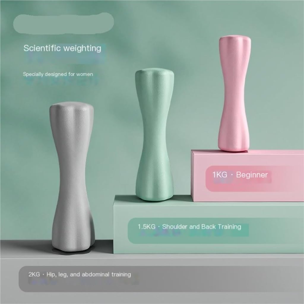 Hexagonal Plastic Dumbbells for Women - 1kg Home Fitness Equipment, Green Workout Weights for Strength Training & Bedroom Exercise - Perfect for Home Gym, Yoga, and Pilates