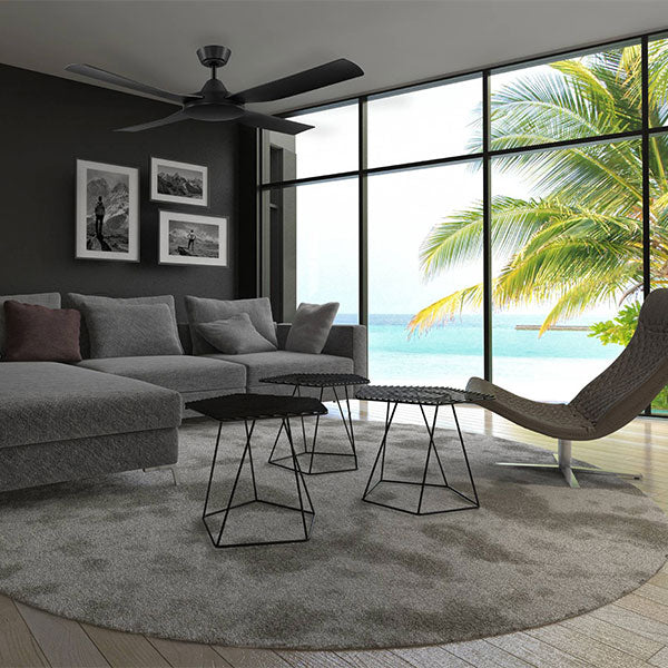 Eglo Bondi 52 Inch Black Ceiling Fan with Light - 132cm Modern Indoor/Outdoor Fan for Living Room, Bedroom, Patio - Energy Efficient Quiet Operation with Remote Control