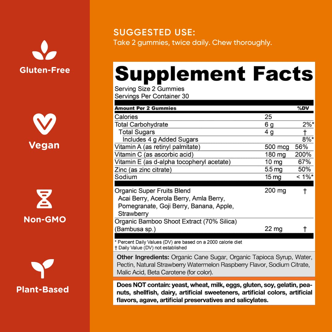 Goli SuperFruits Beauty Gummy Vitamins - 60 Count | Vegan Collagen Booster with Mixed Fruit Flavor | Plant-Based, Non-GMO, Gluten & Gelatin Free Supplement for Skin & Hair Care | Perfect for Daily Beauty Routine & On-the-Go Nutrition