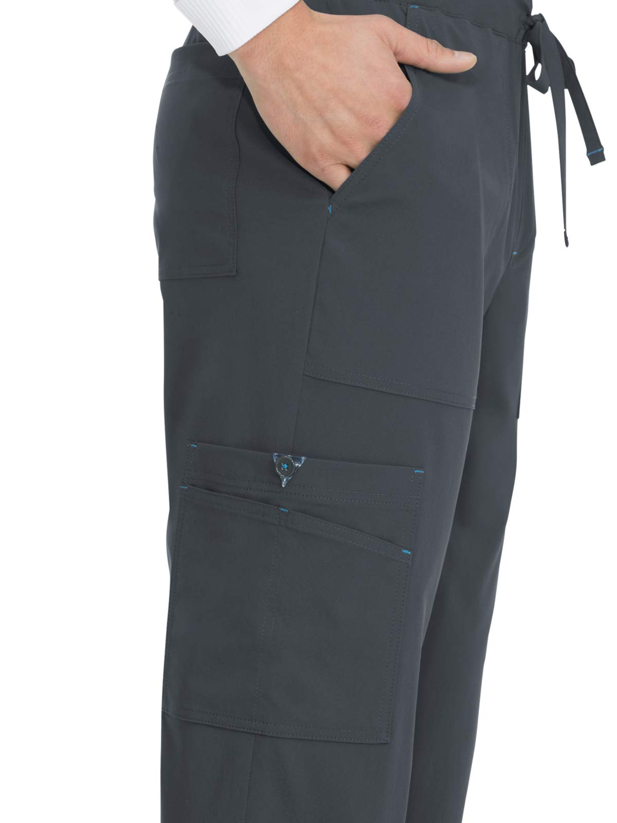 KOI Basics Men's 605 Luke Stretch Comfort Pants - Charcoal Gray, Small Tall Size - Perfect for Work, Travel & Casual Wear