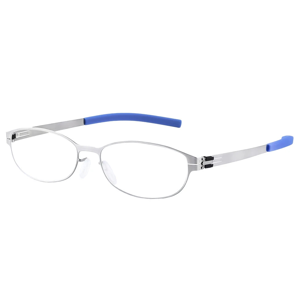 Aimee Women's Full Rim Oval Screwless Stainless Steel Eyeglasses Frame 2003 - Lightweight & Durable for Work, Reading, and Fashion Accessories