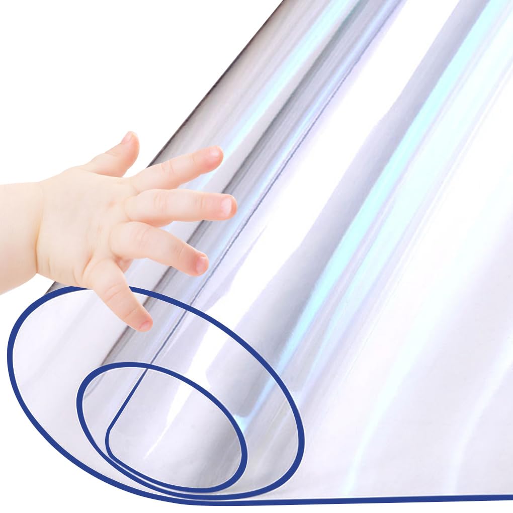 1.5mm Thick 42x42 Inches Clear Table Protector Desk Mat - Waterproof Plastic Table Cover for Office, Computer, Writing Desk | Durable & Scratch-Resistant Workspace Solution for Home & Office Use