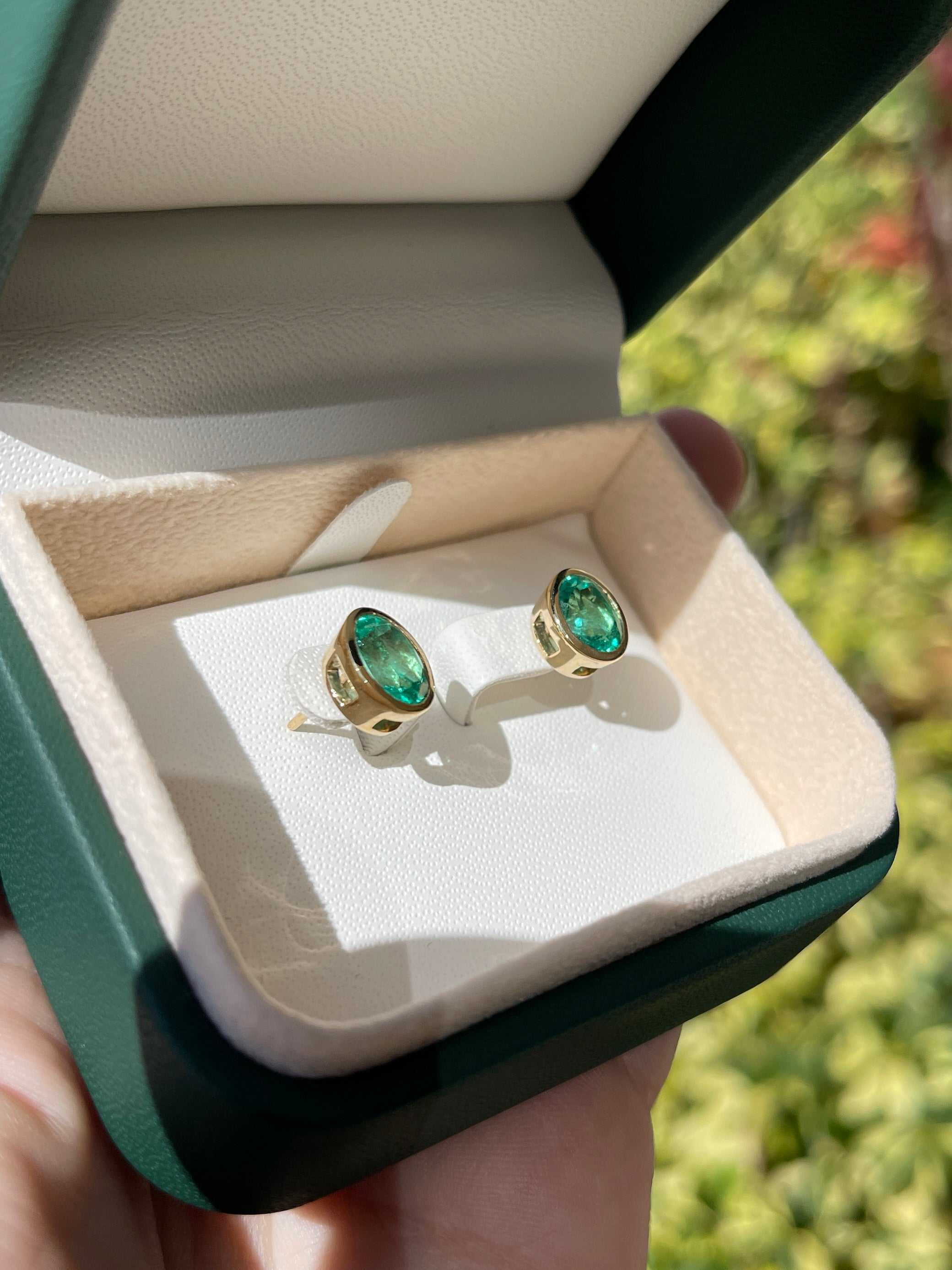 3.90tcw Vivid Oval Cut Bezel Set Diamond Earrings in 18K Gold - Elegant Jewelry for Weddings, Parties & Special Occasions
