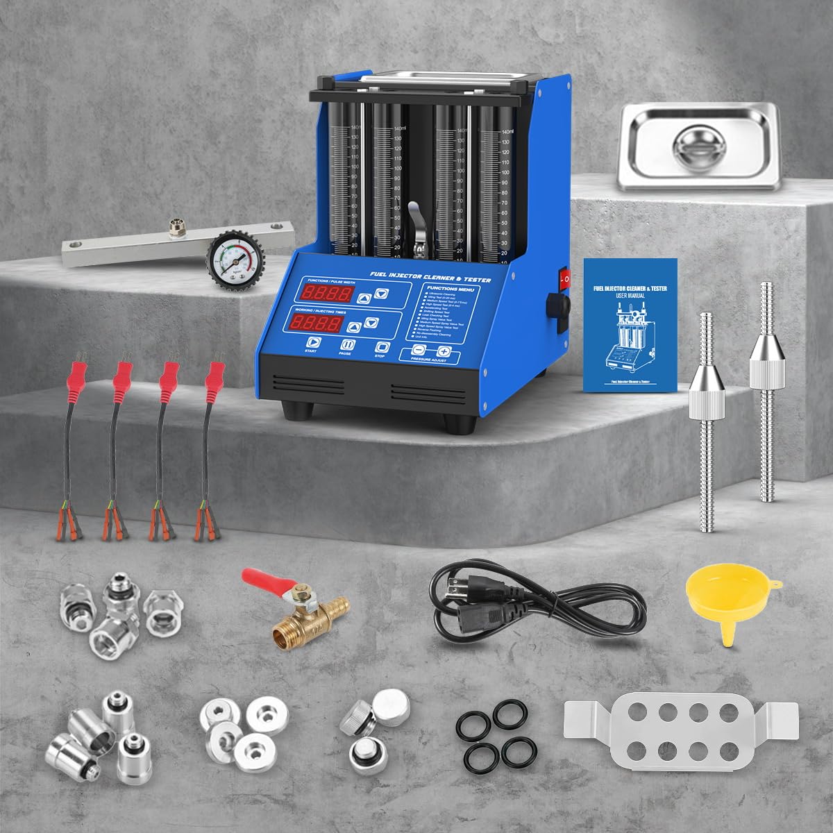 CMTOOL Ultrasonic Fuel Injector Cleaner Machine - 9 Test Modes, 800ml Tank for Auto & Motorcycle Maintenance | Professional Automotive Tool Kit for Engine Performance & Fuel System Cleaning
