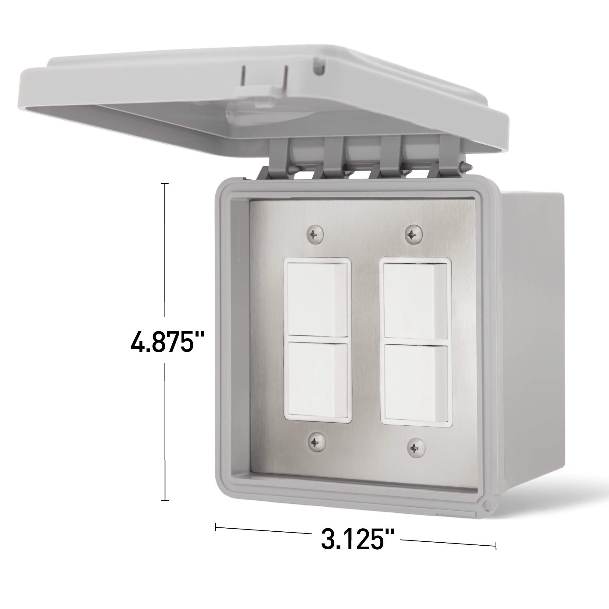 Infratech Dual Duplex Stack Switch with Weatherproof Cover - Surface Mount Control for Outdoor Heating (Model 14-4325) - Perfect for Patio, Deck, and Poolside Heating Systems