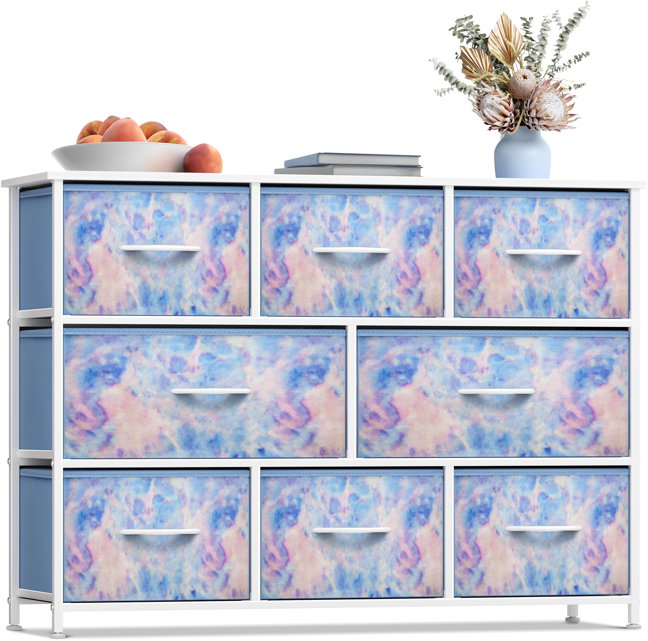 Sorbus 8-Drawer Kids Dresser with Steel Frame & Wood Top - Fabric Bin Storage Organizer for Clothes, Toys & Nursery Essentials - Perfect for Bedroom, Hallway, Kids Room & Closet Organization